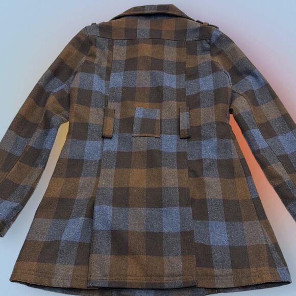 DOLLHOUSE Women’s Medium Brown Blue Checkered Jacket - Picture 3 of 7